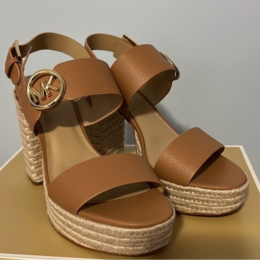 Michael Kors Camel Wedge Sandals - Picture 4 of 8